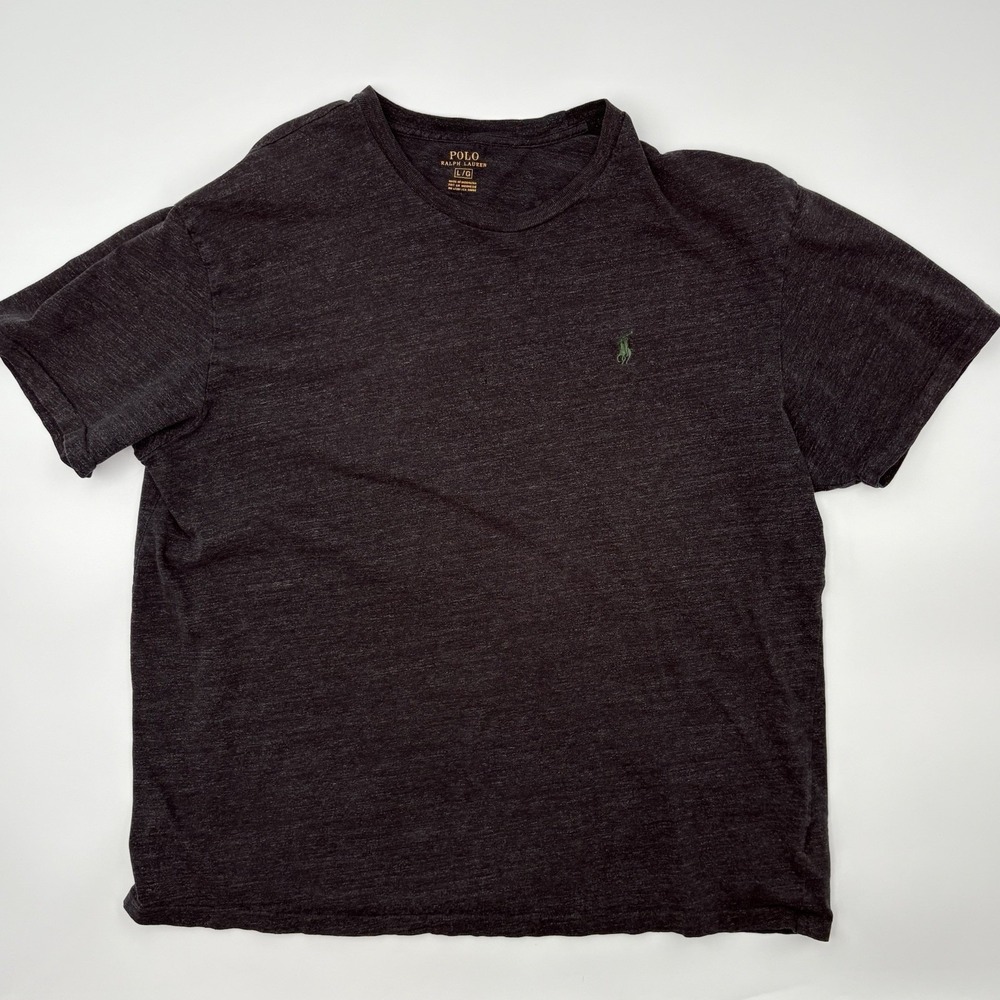Polo Ralph Lauren T Shirt Mens L Charcoal Grey Heather Crewneck Cotton Pony